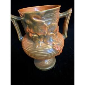 Roseville Pottery U.S.A. 6” Bushberry Vase 156-6 Brown Orange Matte